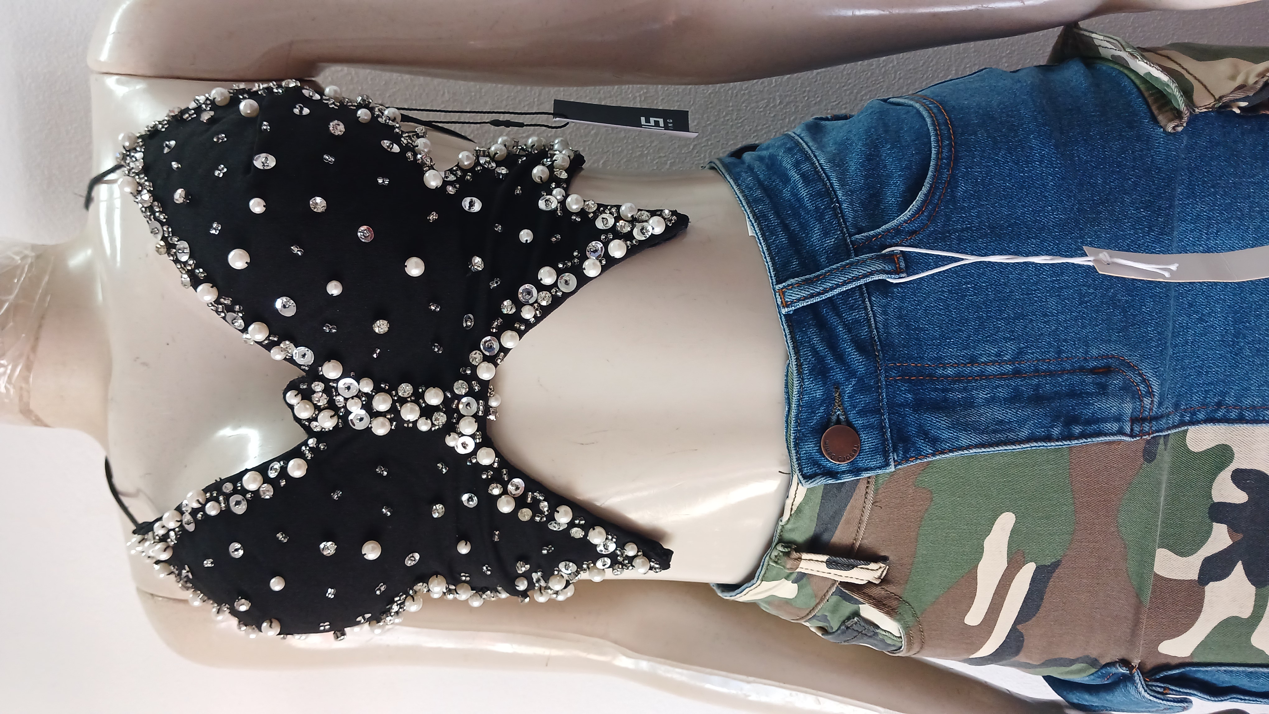 Black Butterfly Pearl Bralette